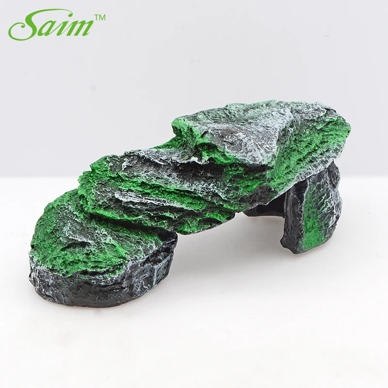 

Saim Mountain View Stone Fish Tank Aquarium Decoration Acusaios Resin Cave Stone Landscape Decoration Reptile Habitat Decor
