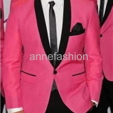 Розовые смокинги с черным воротником шали для мужчин жениха bestman свадебный костюм(розовая куртка+ черные брюки