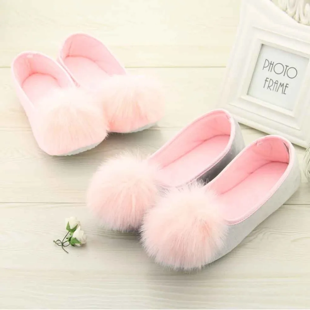 

Hot Sale Women Indoor Shoes Home Slippers Spring Autumn Warm Flannel Soft Sweet Slippers Comfortable Flats Pregnant Shoes #40