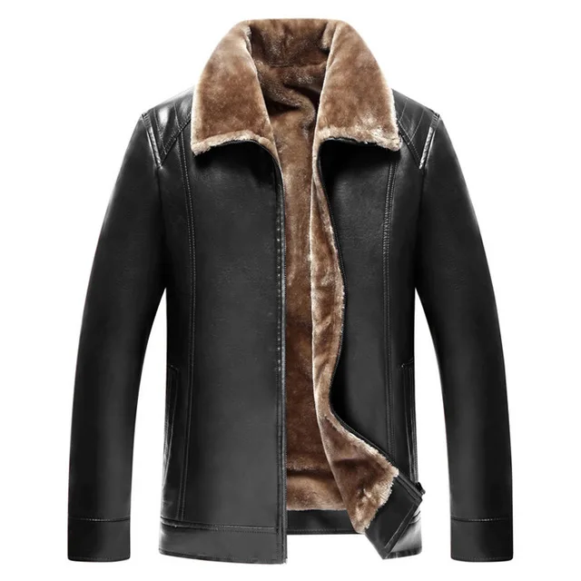 Зимняя мужская теплая флисовая Меховая куртка, Повседневная Осенняя Толстая куртка из искусственной кожи, ветровка, пальто, Длинная Верхняя одежда, пальто, классический бренд - Цвет: Black