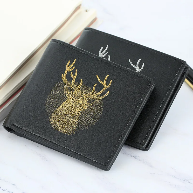 

Luxury Deer Wallet Men Purse Slim Leather Vintage Wallet Boy Clutch Card Holder Small Men Wallets Money Bag Pocket Carteira W002