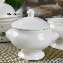 Гостиничный керамический посуда пирожное форма для выпечки суп в чашке Хрустальная чаша с крышкой рагу суп Десерт