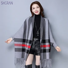 Модные свитера, женский осенне-зимний вязаный кардиган с длинным рукавом и кисточками, вязаный свитер для женщин, женские свитера с шалью