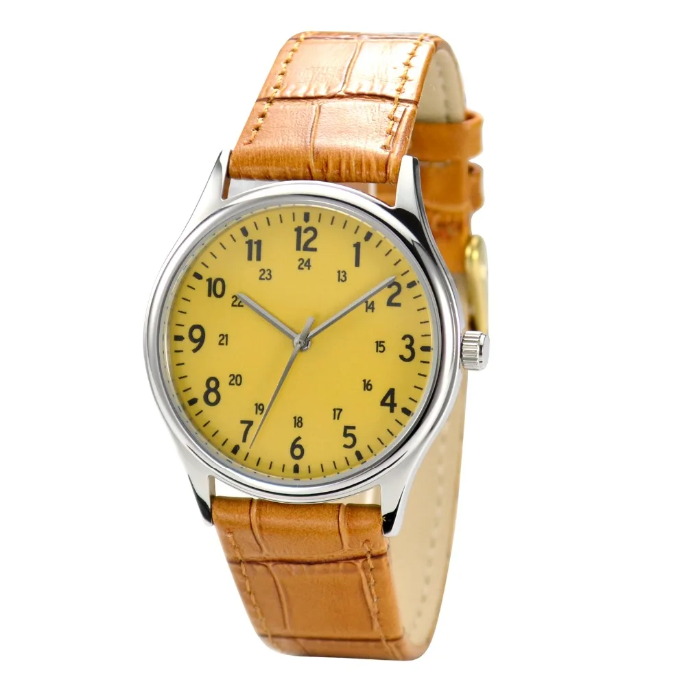 

Minimalist number watches 1-24 Primrose Yellow Face I Unisex I Free Shipping
