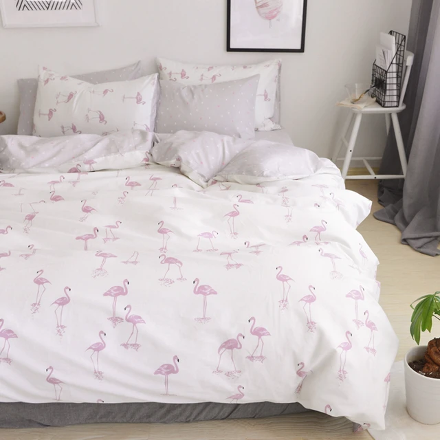 100 Cotton Grey Solid Color Bed Sheets Flamingo Duvet Cover Set 100 Cotton Grey Solid Color Bed Sheets Flamingo Duvet Cover Set Queen King Size Bedding Sets For S Hot Linen