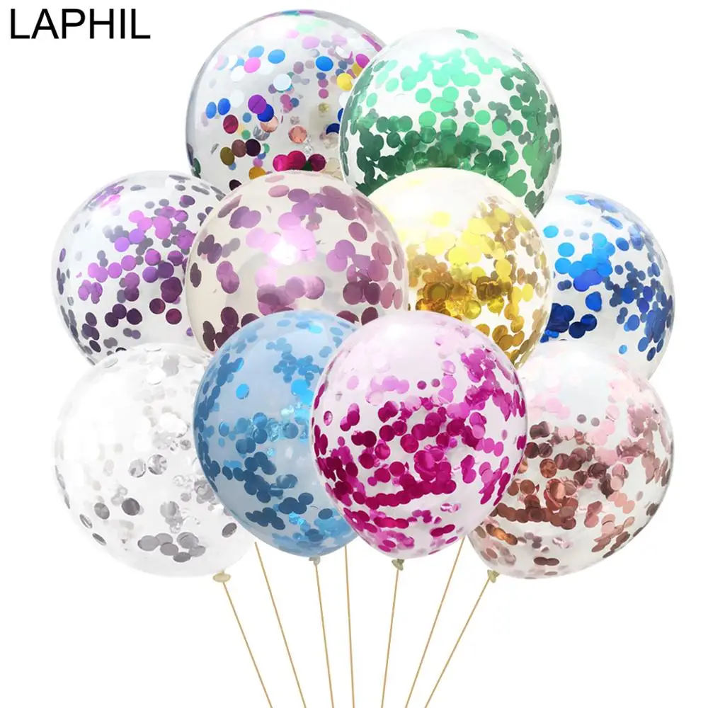 

LAPHIL 12inch 10pcs Confetti Air Balloons Baby Happy Birthday Party Ballons Decorations Wedding Party Helium Balloon Supplies