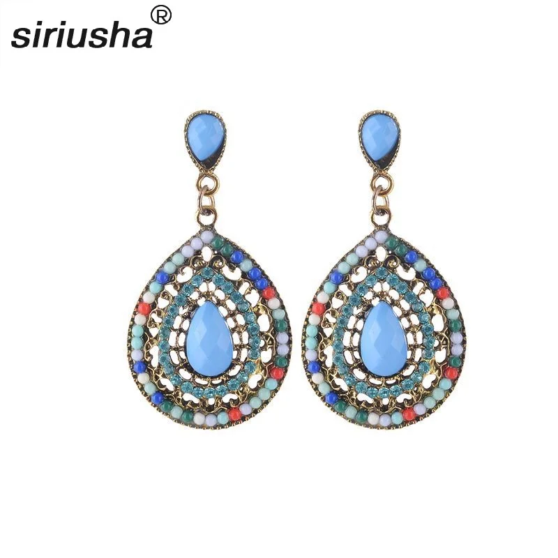 

Fashion Europe and the United States popular bohemian style zircon drop shape rice beads ear jewelry wholesale Y914