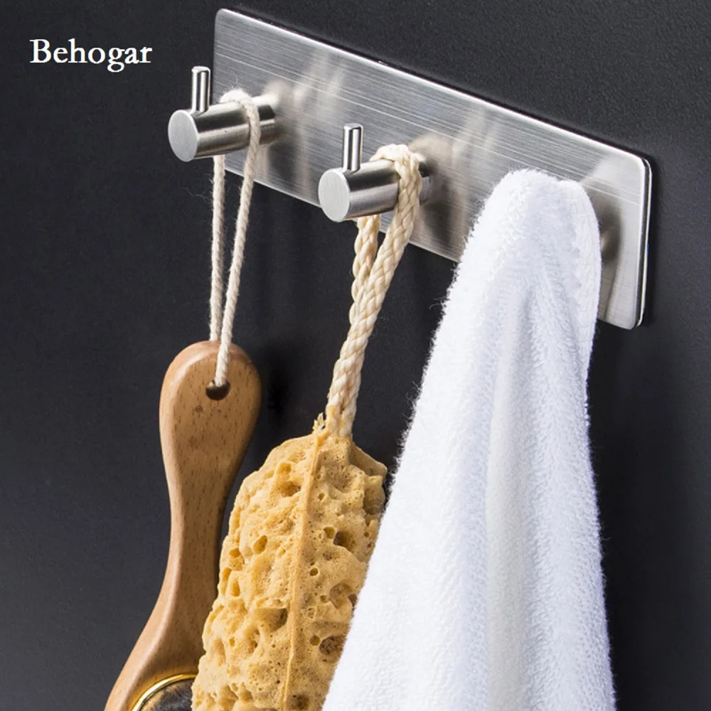 Behogar 3 Hooks Wall Mounted No Drilling Self Adhesive Sticker