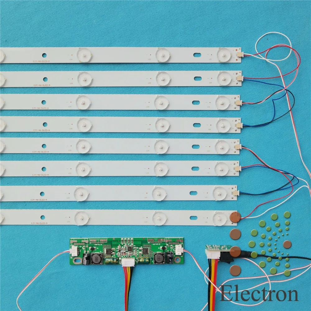 8pcs 440mm LED Backlight Lamps kit Aluminum Board w/ Optical Lens Fliter for 46inch TV Monitor+driver board+DC 12V Mini Tester | Компьютеры
