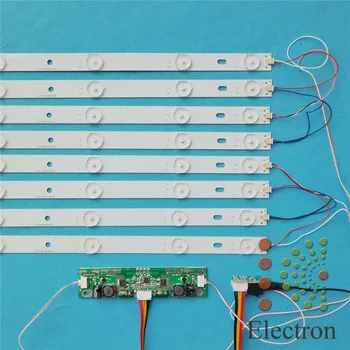 

8pcs 440mm LED Backlight Lamps kit Aluminum Board w/ Optical Lens Fliter for 46inch TV Monitor+driver board+DC 12V Mini Tester