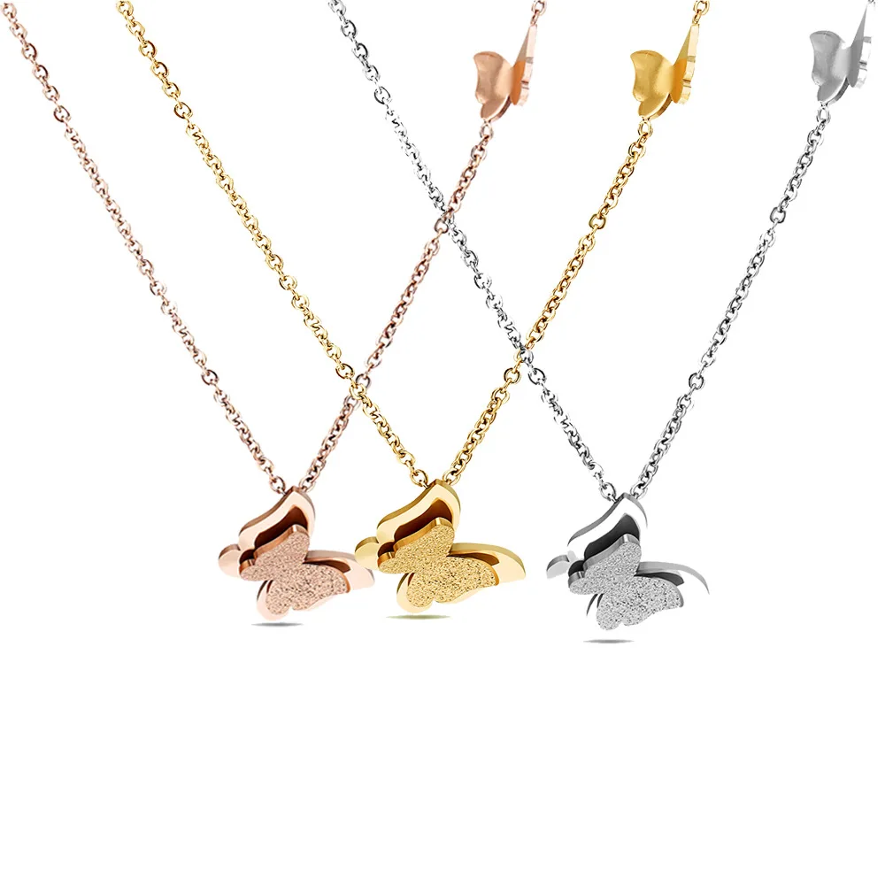 

Fashion Gold Unique Butterfly Pendant Necklace for Women Wild Short Chain Necklace Sweater Chain Harajuku Campus Style Wholesale