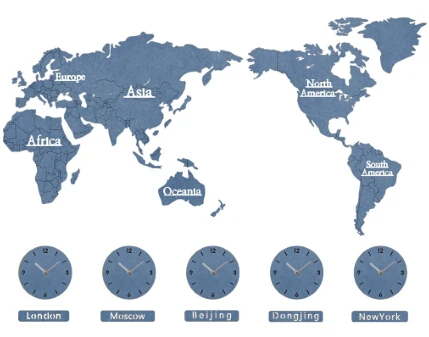 Карта мира настенные часы современный европейский стиль круглые деревянные большие деревянные часы настенные часы немой relogio de parede - Цвет: bule-2.2m