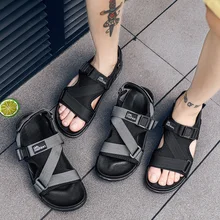 Мужские сандалии; летняя обувь для пляжного отдыха Для мужчин парусиновая Обувь для отдыха открытые дышащие сандалии Черный, серый цвет лёгкая подошва Мужская обувь