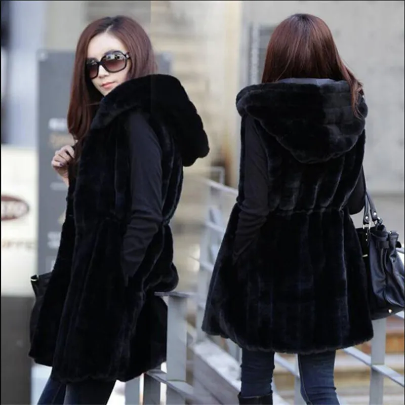 M 4Xl Plus Size Women Autumn Faux Fur Coat Striped Female Slim Fit