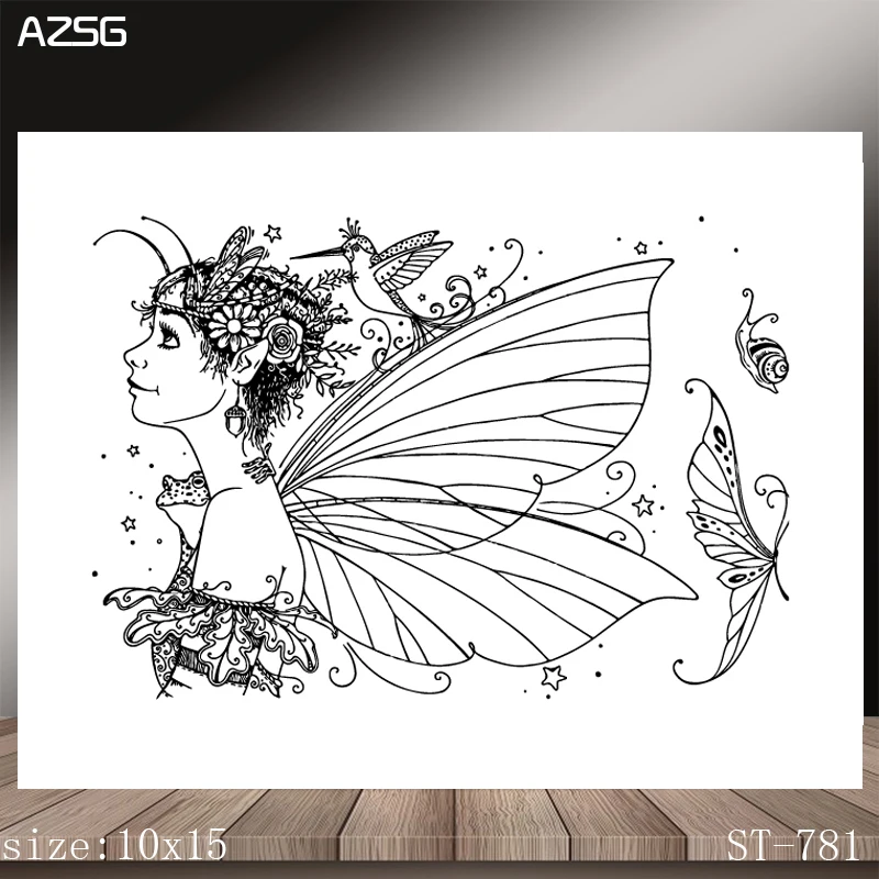 

AZSG Butterfly Fairy Clear Stamps/Stamp/For Scrapooking/Card Making/Silicone Stamps/Decoration Crafts