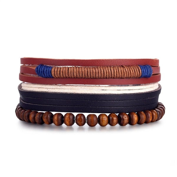 Leaf Feather Multilayer Leather Bracelet Men Fashion Braided Handmade Star Rope Wrap Bracelets & Bangles Male Gifts Jewe