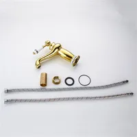 ก๊อกน้ำอ่างล้างหน้า ก๊อกน้ำทันสมัย ก๊อกน้ำห้องน้ำ สีทอง ก๊อกน้ำอ่างล้างหน้าแบบน้ำร้อนและน้ำเย็น ทำจากทองเหลือง ก๊อกน้ำแบบก้านโยกเดี่ยว พร้อมหัวก๊อกเซรามิก รุ่น M-16K 6