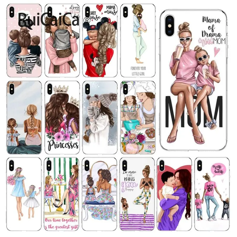 Ruicaica модные черные для мамы и дочки Coque в виде ракушки чехол телефона Apple iPhone 8 7 6 S