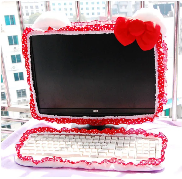 Free shipping HelloKitty Creative Desktop PC Computer Plush Cover Decor