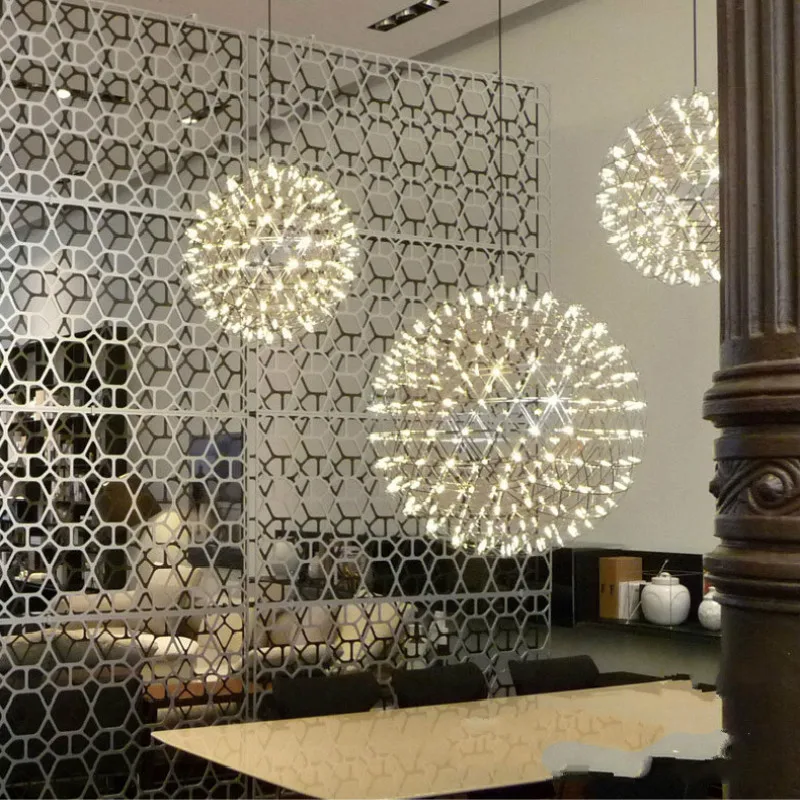 

Restaurant Nordic Postmodern Chandelier Circular Fireworks Planet Art Spherical Spark Ball Chandelier