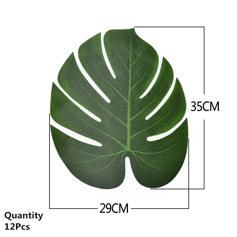 12 шт искусственные зеленые листья монстеры Пальмовые Листья для Гавайских Луау декорации на свадьбу, вечеринку на стол декоративные растения листья цветов - Цвет: L