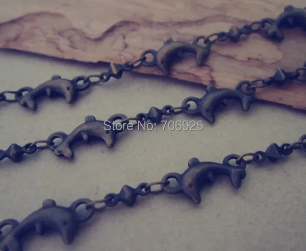 

16ft(5m) 7mx12mm Antique bronze and antique silver (copper ) dolphins pendant chains