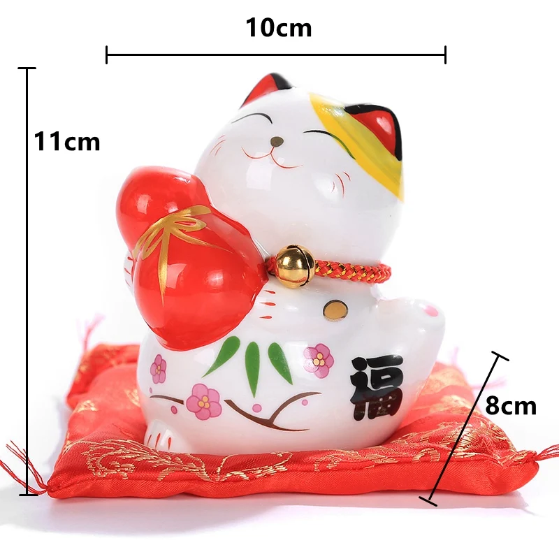 4 дюймов керамическая статуэтка Maneki Neko Lucky Cat Копилка Фортуна украшения "кошки" копилка фэн-шуй бизнес подарок - Цвет: D