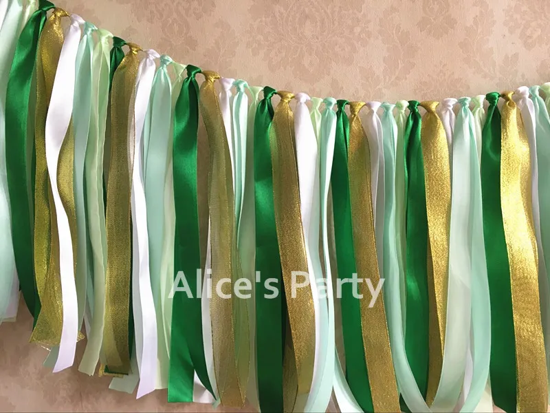 New Green Gold Ribbon Banner Bunting First Birthday Flag Jungle Theme Zoo Party Decorations Baby Shower Garland Photo Shoot Garland Gold Garland Greengarland Party Aliexpress