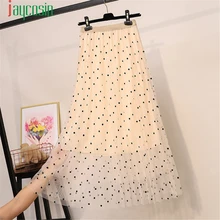 JAYCOSIN Женская юбка Модная Повседневная Женская Удобная плиссированная юбка с высокой талией Милая Тюлевая юбка в горошек 40