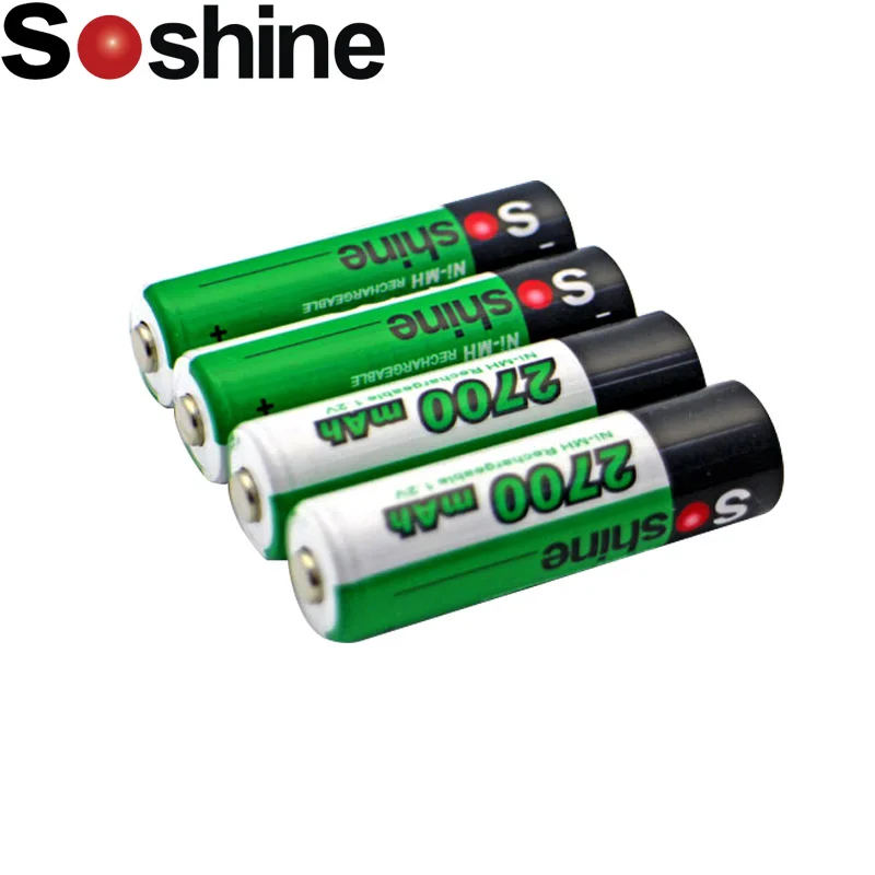 

4pcs Soshine 2700mAh 1.2V AA Battery NiMH Ni-MH Rechargeable Battery for LED Flashlight + Portable Battery Case Storage Box