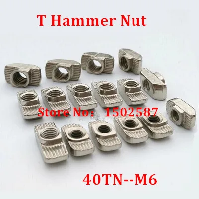 

50pcs M6 T Nut 40-M6 Hammer Block Slot Nuts for 40 serie Aluminum Profile Extrusion Fastener Parts Groove 8
