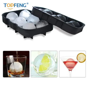 

TOPFENG Silicone Ice Cube Trays Sphere Round Ice Ball Maker and Large Square Ice Cube Mold - Black
