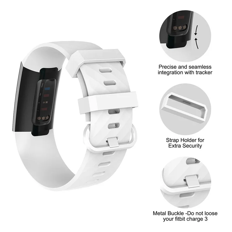 Сменные умные часы для Fitbit Charge 3, высококачественный спортивный ремешок, мягкий силиконовый браслет, чистый цвет