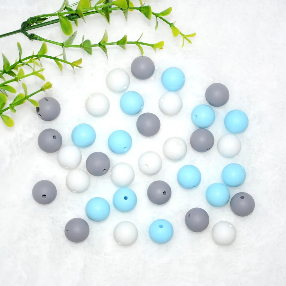 

Happyfriends 36pcs 15mm DIY Silicone Teething Kit Accessories Set Teething Jewelry Pacifier Clip Silicone Beads Baby Teethers