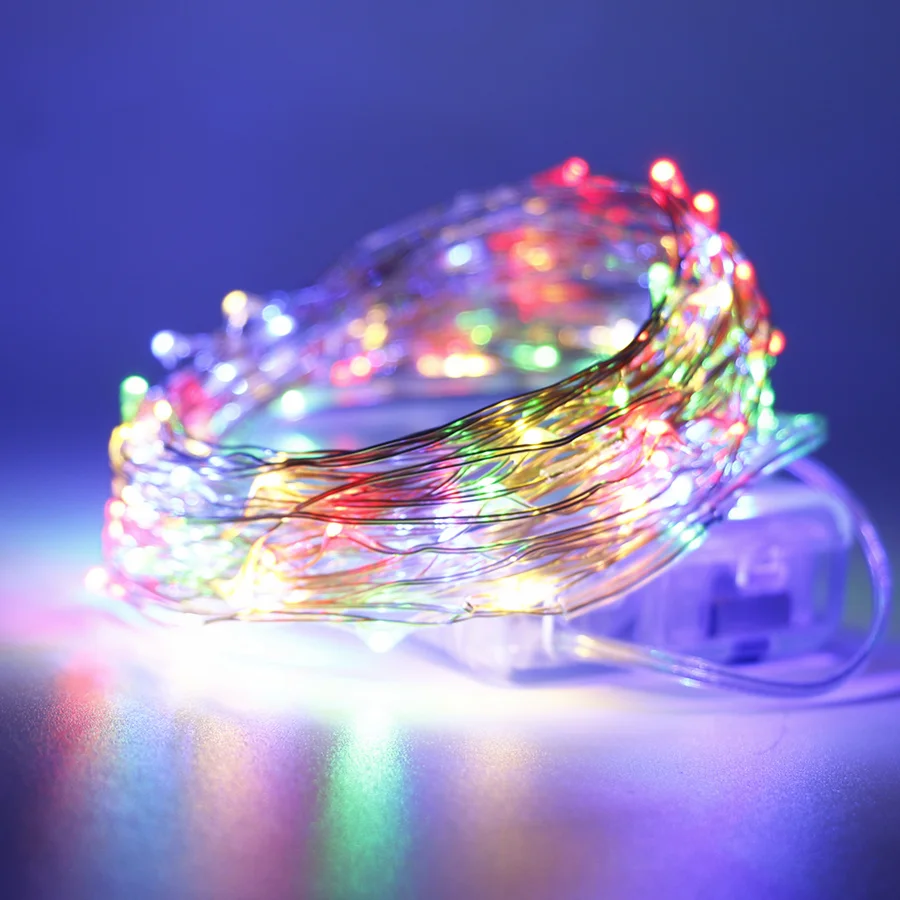 

5V 5M 10M Battery Operated LED strip light RGB Led String Copper Wire Tape Holiday String lighting outdoor Fairy Christmas Tree