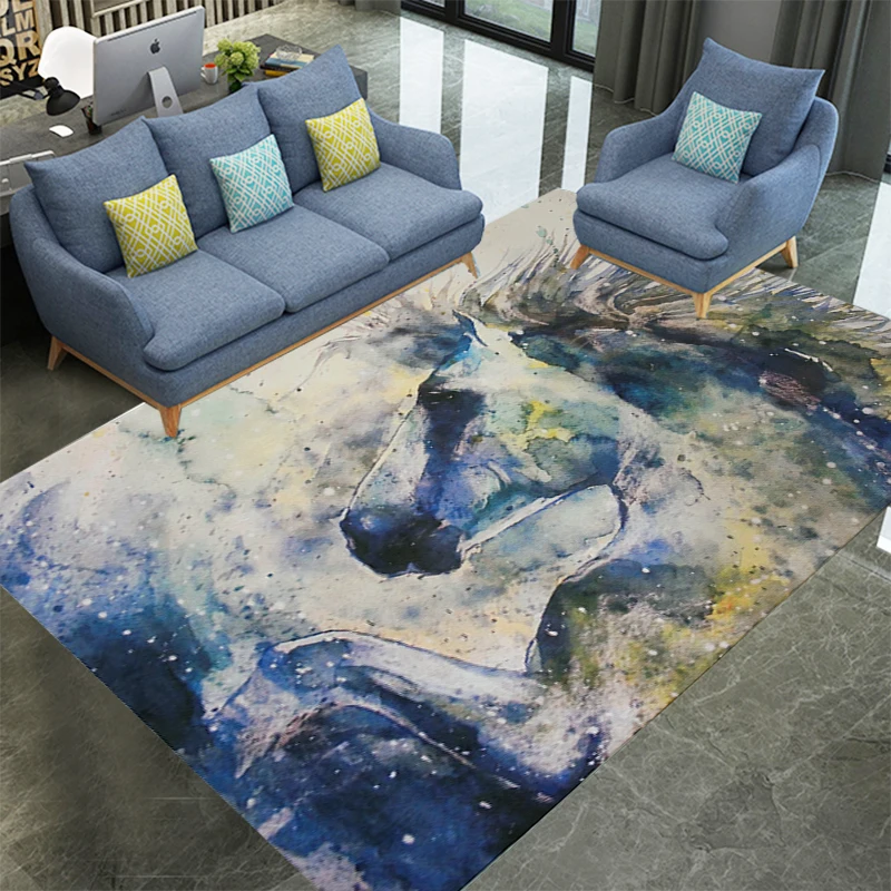 

Northern Europe Oil painting Rug Living room coffee table carpet Bedroom rectangular carpet 3D printing and dyeing Doormat