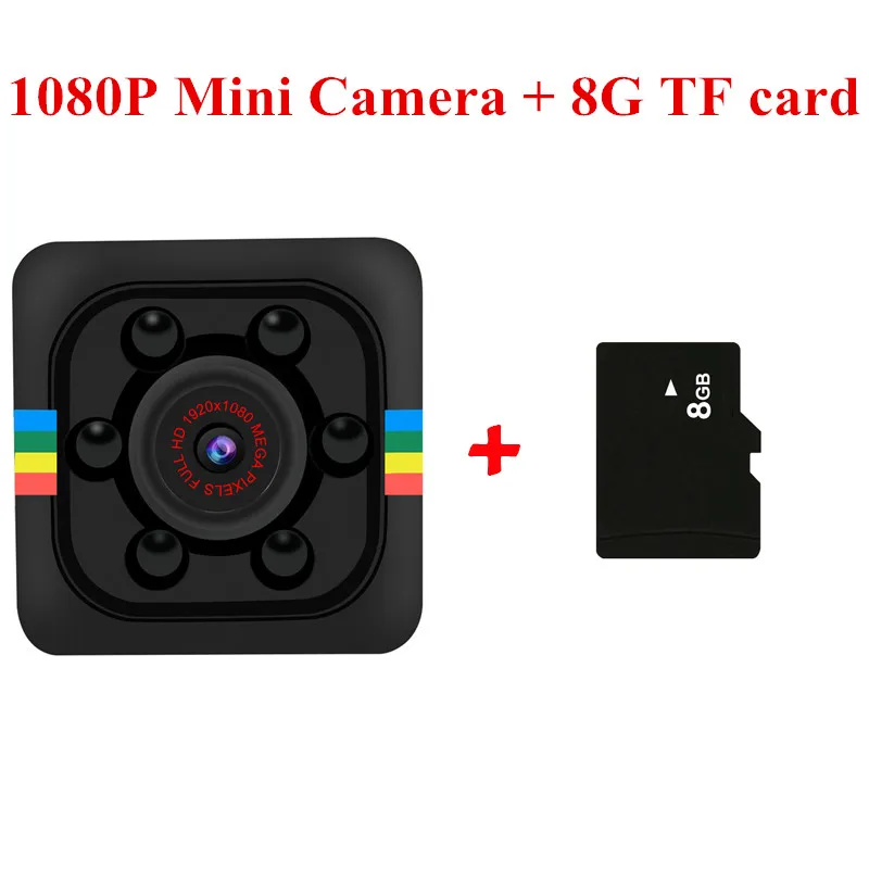 SQ11 PRO мини-камера 1080P с сенсором, портативная видеокамера для безопасности, маленькая камера, скрытая камера espia с поддержкой скрытой TFcard - Цвет: 1080P and 8G TF card