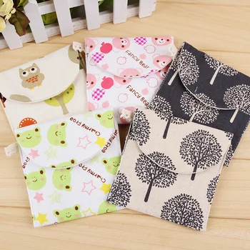 

1 Ps Brief Cute Animals Bear Frog Tree Design Earphone Coin Data Line Sanitary Towel Home Office Drawer Organizers Storage Bag