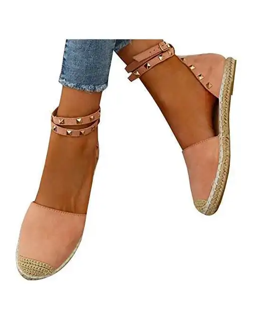 Rivets Beaded Women Fashion Handmade Cotton Fabric Espadrilles Slip on Casual Canvas Loafers Ladies Flat Shoes Size 35-43