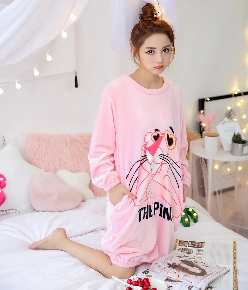 pink coral fleece nightdress