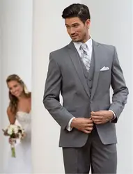 Новый стиль, лучшие продавцы, две пуговицы, темно-серые смокинги для жениха, костюм, Свадебные Мужские костюмы (пиджак + брюки + жилет +