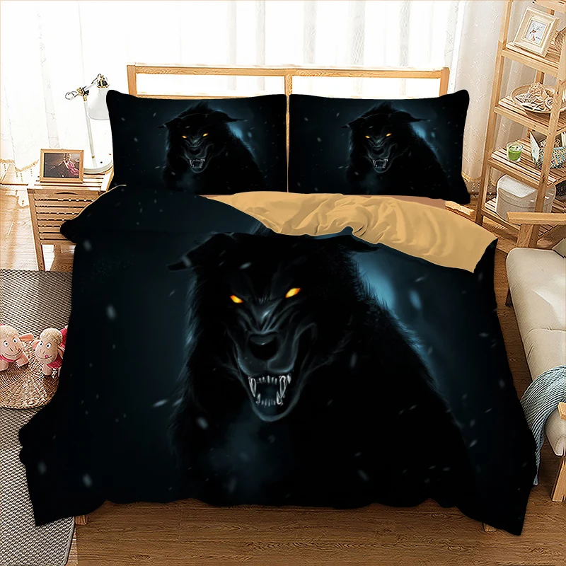 

Dropshipping 3d black bear Tooth decay Bedding set polyester Duvet Cover Bed Set Single Twin queen king size home textile
