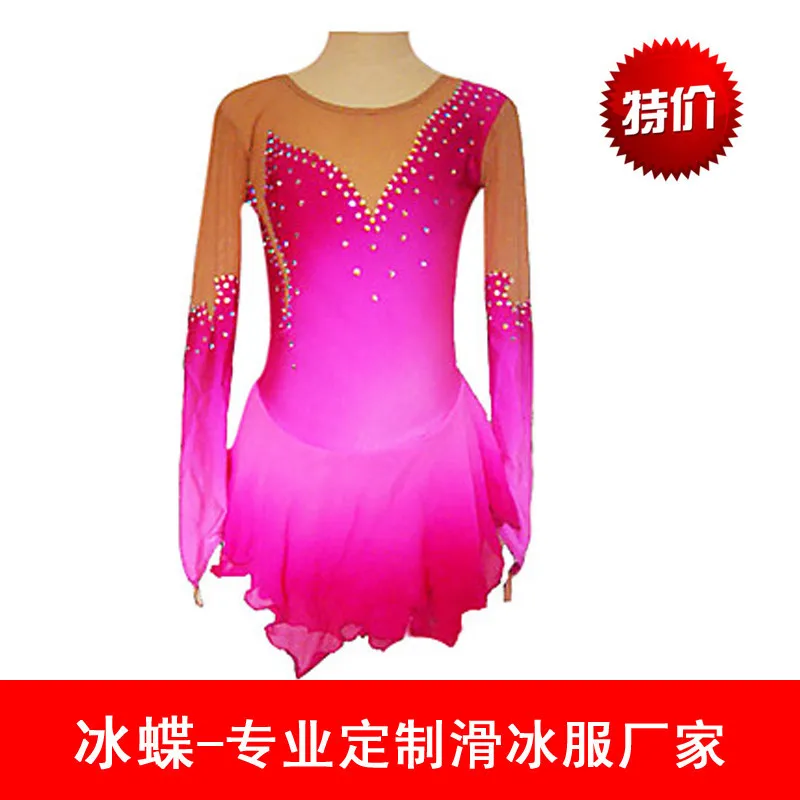 Женщины ice skating dress для соревнований по фигурному катанию одежда пользовательские розовый ice dress для рисунок бесплатная доставка