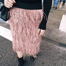 Лидер продаж, новая летняя женская мода, роскошный дизайн, высокая растягивающаяся юбка с перьями, прямая юбка, облегающая, Saia Falda s