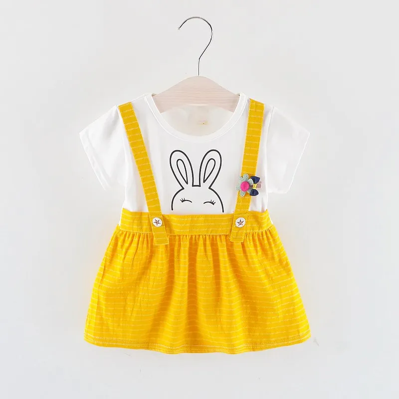 

Summer New Rabbit Printed Casual Children Kids Baby Dresses Clothing Girls Short-sleeved Cute Soft Cotton Clothes Princess Dress