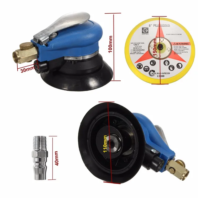 6 Inch 10000rpm Round Air P alm Orbital Sander Random for P alm Sander 150mm Dualable Action Auto Body Orbit DA Sanding