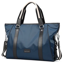 Mens Oxford Briefcase 14 Inch Laptop Briefcase Black Tote Handbag Shoulder Crossbody Bags Blue and Black Colors