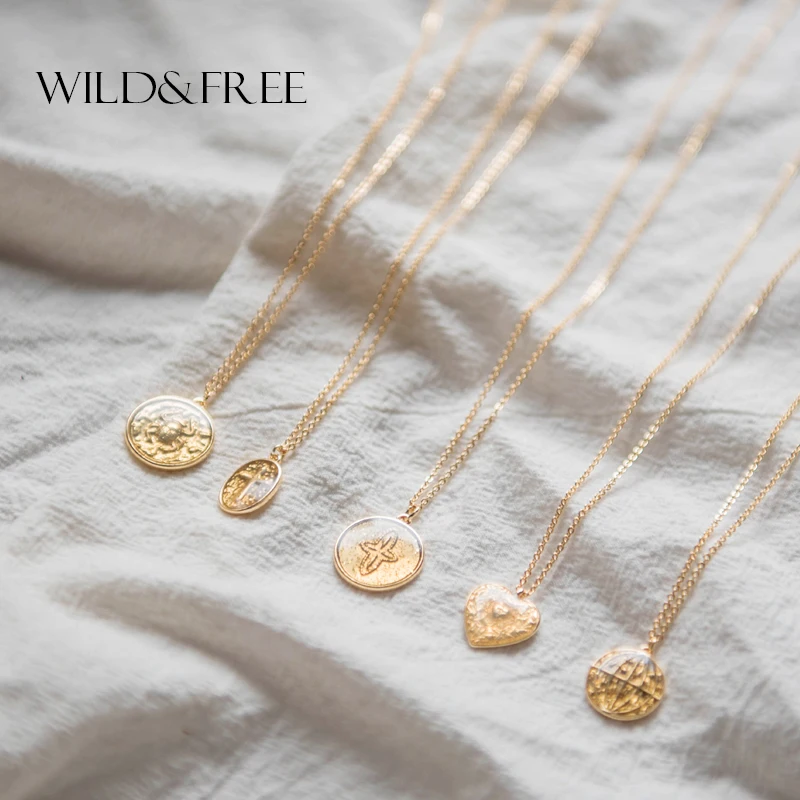 

Wild & Free New Arrival Charm Pendant Necklace for Women Original Design Simple Round Heart Cross Drip Necklace Jewelry Gift
