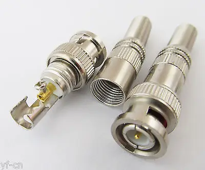 

30x Metal BNC Male Plug Screw Type Connectors w/ Spring Tail for RG59 RG6 Cable
