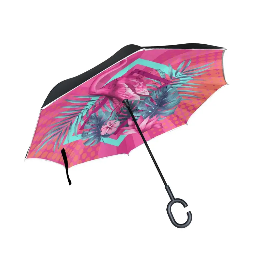 

Susino Yellow Dot Red Bird Reverse Umbrella Rain Umbrella Lady Car Umbrella Free Hands UV Protection Stick Inverted Umbrella